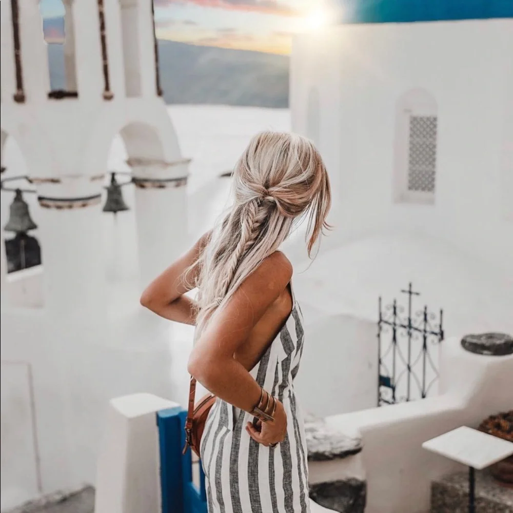 Reformation Striped Black and White Linen Jumpsuit
